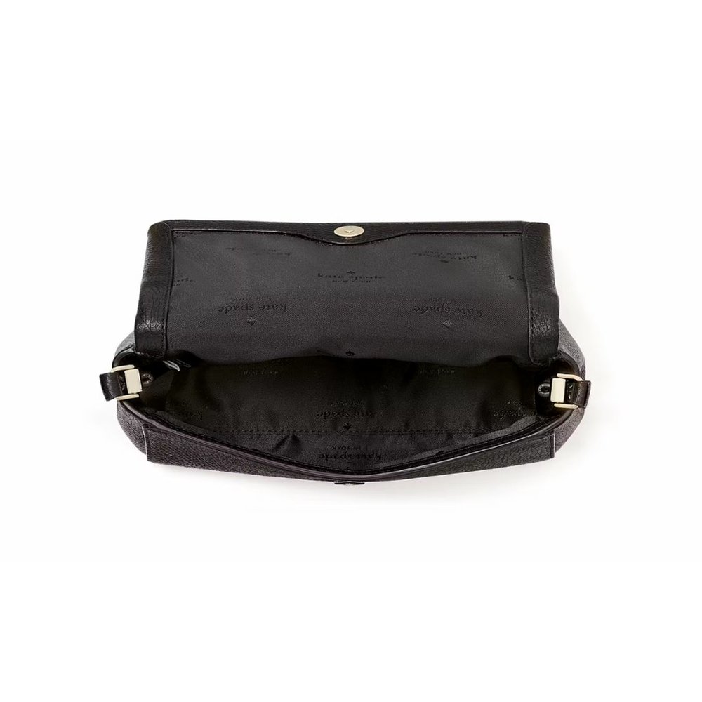 New Kate Spade Leila Mini Zip Crossbody Pebble Leather Black - Picture 3 of 6